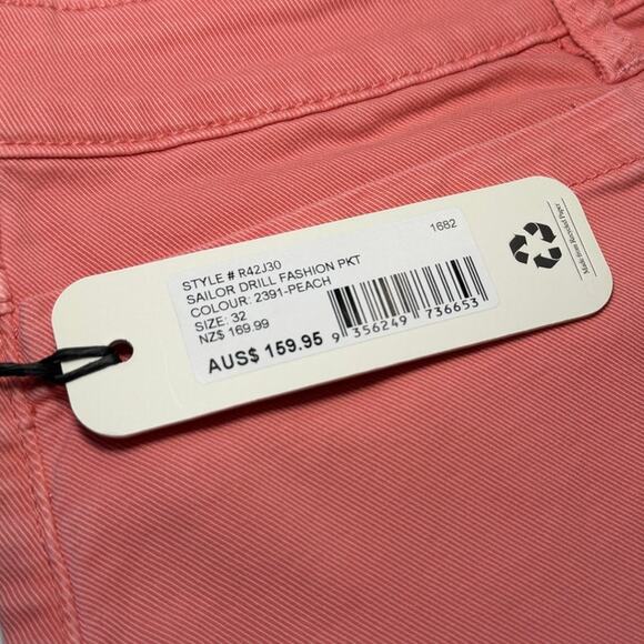 Rollas Sailor Drill High Rise Wide Leg Jeans Peach Pink Size 32 NWT - Picture 6 of 13